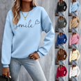 thumbnail image 2 of Chandail à Col Rond pour Femme, Haut de Superposition d'Automne, Col Rond, Chandail à Rayures, Manches Longues, Hauts Décontractés, Tenue de Détente Confortable, Chandail de Sport Femme Beige TG, 2 of 7