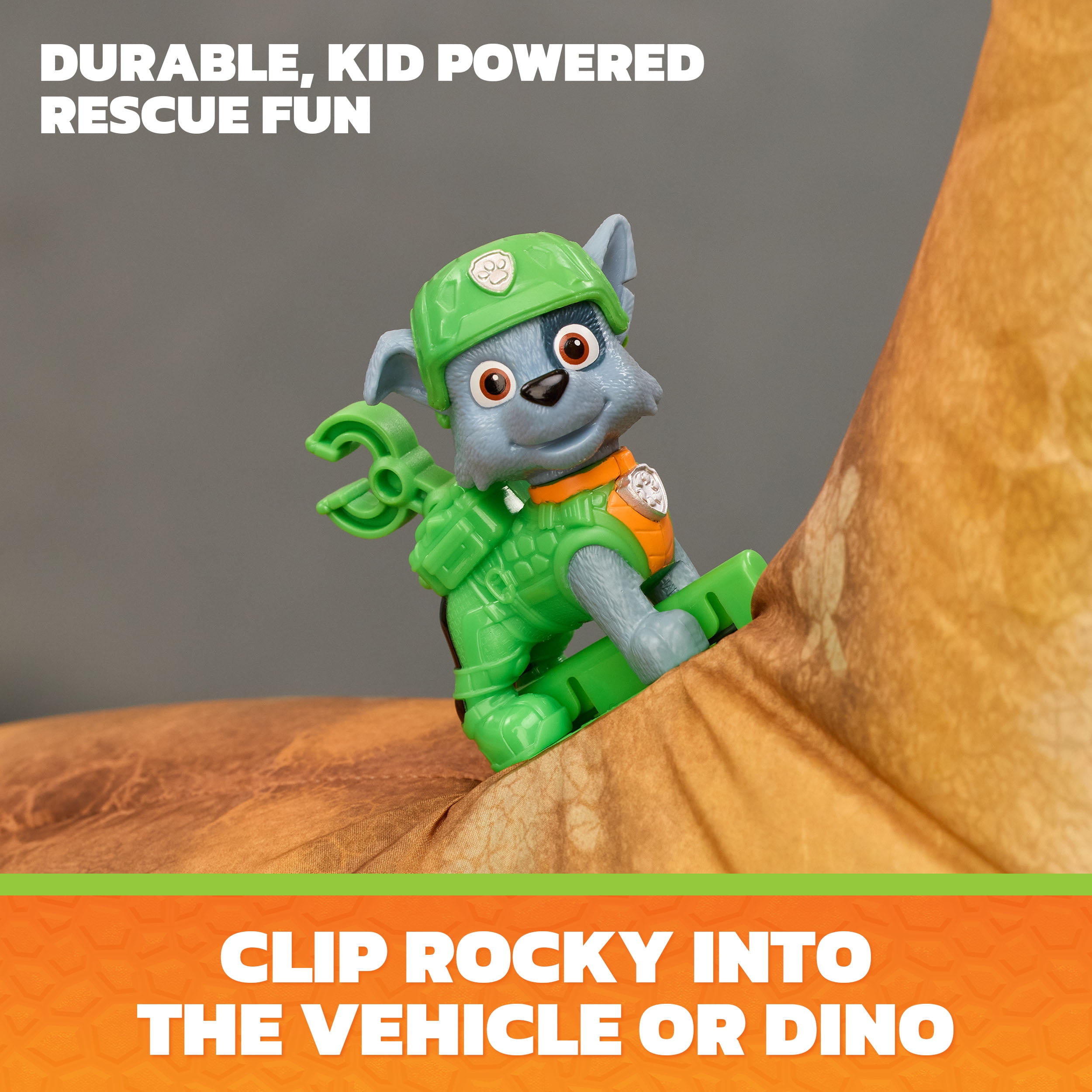 PAW Patrol: The Dino Movie, Véhicule Megasaurus Dino avec dinosaure gonflable de 76,2 cm et figurine Rocky articulée, jouets pour enfants d'âge préscolaire, pour filles et garçons à partir de 3 ans