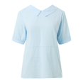 thumbnail image 4 of TINZ T-Shirt Rétro Mode Femme Couleur Unie Ample Col Rabattu T-Shirt Court Manches Longues T-Shirt Manches Longues Femme Course T-Shirt Manches Courtes Femme T-Shirt Été Athlétique Femme, 4 of 8