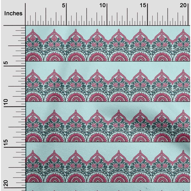 oneOone Georgette Viscose Fabric Leaves & Floral Block Fabric Prints By Yard 42 Inch Wide