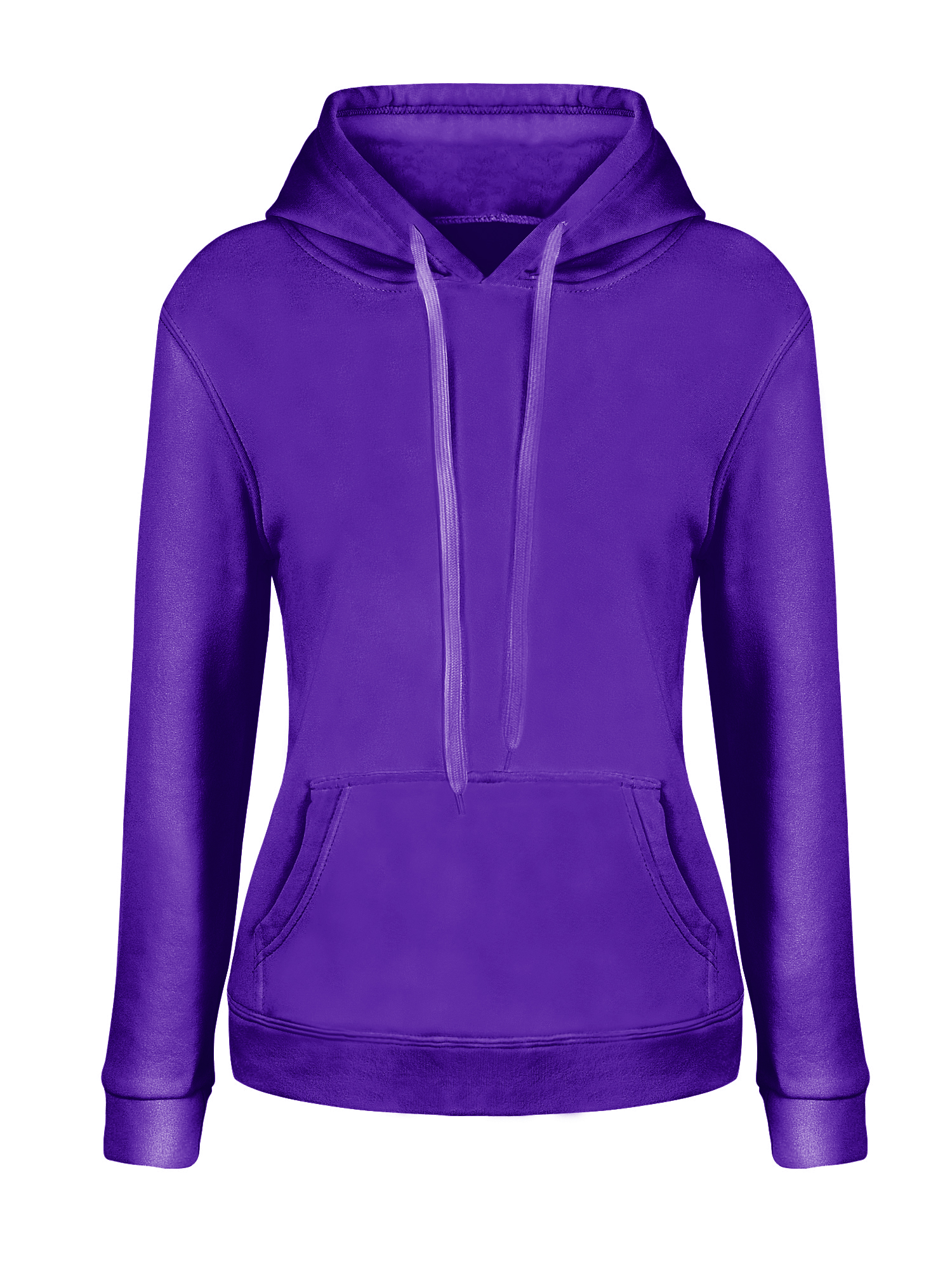 LUXUR Women Sweatshirt Pocket Hoodies Drawstring Hooded Tops Warm Pullover Solid Color Purple XL