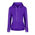 thumbnail image 1 of MAWCLOS Ladies Sweatshirt Pocket Hoodies Solid Color Hooded Tops Casual Fall Drawstring Pullover Purple L, 1 of 6