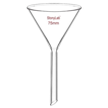 StonyLab Entonnoir en Verre Borosilicaté à Paroi Épaisse 75 mm, Verrerie de Chimie de Qualité Laboratoire, Ensemble de 1