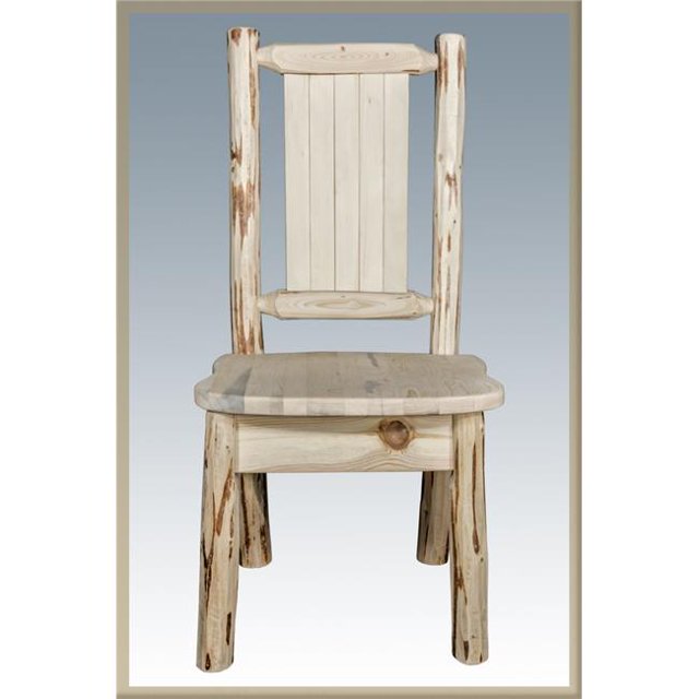 Chaise Latérale avec Design d'Arbre de Pin Gravé au Laser, Finition Laque Claire