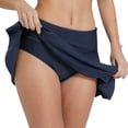 thumbnail image 1 of Women's Swim Shorts - High Waisted Plus Size Bathing Suit, 12 Colors, Side Slit, Built-in Briefs, 1 of 5