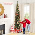 thumbnail image 4 of Gymax 9 ft Pre-Lit Artificial Christmas Tree Slim Pencil Xmas Tree Holiday Party Decor, 4 of 10