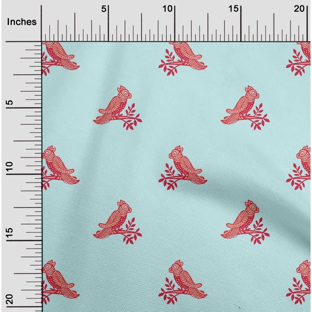oneOone Cotton Cambric Fabric Bird Block Fabric Prints By Yard 56 Inch Wide