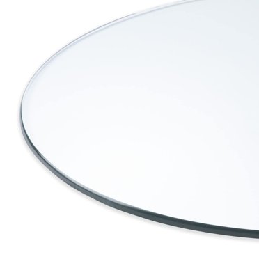 Plateau de Table Rond en Verre Trempé Clair 36, Bord Plat Poli Épais 34