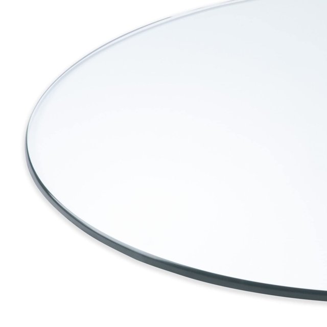 Plateau de Table Rond en Verre Trempé Clair 36, Bord Plat Poli Épais 34
