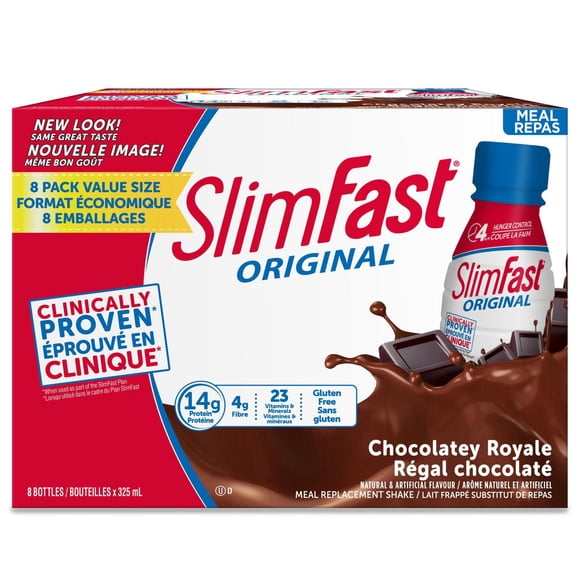 Frappés-repas au lait chocolaté protéinés royale de Slimfast - 8 bouteilles