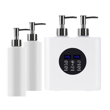 Bunblic Réchauffeur d'Huile de Massage Bouteilles Doubles Chauffage d'Huile de Massage Électrique Portable Multifonction Écran LED Réchauffeur Électrique Distributeur d'Huile Blanc