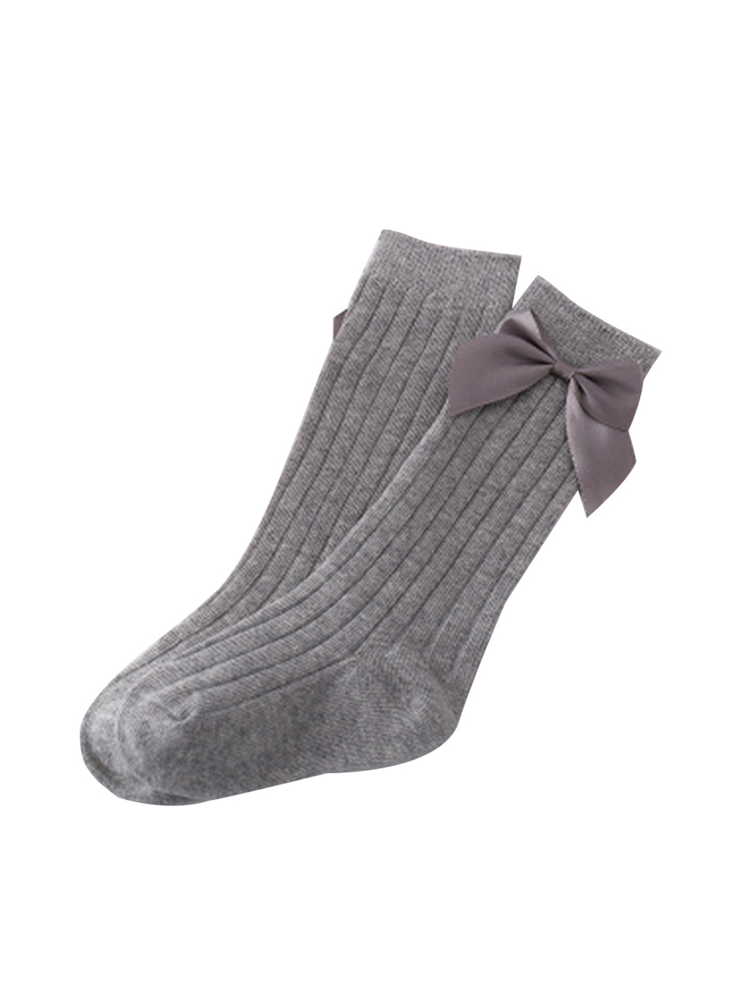 Faithtur Newborn's Solid Color Knitted Socks Non Slip Floor Socks with Bow Decorations