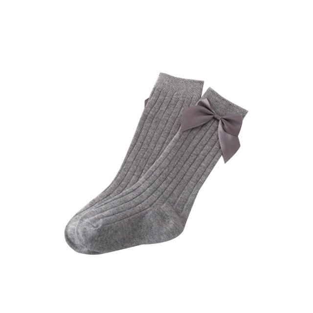 Faithtur Newborn's Solid Color Knitted Socks Non Slip Floor Socks with Bow Decorations