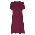 thumbnail image 4 of Lenago Robes d'Été Grande Taille pour Femmes Mode Femmes Décontracté Aguichant Col en V Imprimé Manches Courtes Poches Robe de Fête Plage en Liquidation, 4 of 6