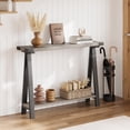 thumbnail image 3 of Farmhouse Narrow Console Table with Open Storage Shelf – Durable Metal Frame – V-Shaped Legs – Rustic Entryway Accent Table for Living Room, Hallway, Behind Sofa – 25 Years Grey, 3 of 7