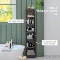 thumbnail image 4 of HOMCOM Armoire de Salle de Bain Haute, Colonne à Linge avec Tablettes Ajustables, Brun Foncé, 4 of 10