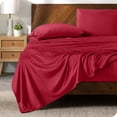 thumbnail image 1 of Bare Home Ensemble de Draps en Molleton Microplush - Ultra Doux - Poche Profonde - Grand Lit, Rouge, 1 of 7