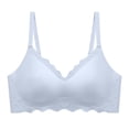 thumbnail image 1 of LOVZFMLL Bras for Women Women's Solid Color Seamless Underwear Without Steel Rims Detachable Chest Sagging Wave Pattern Bra Light Blue S, 1 of 2