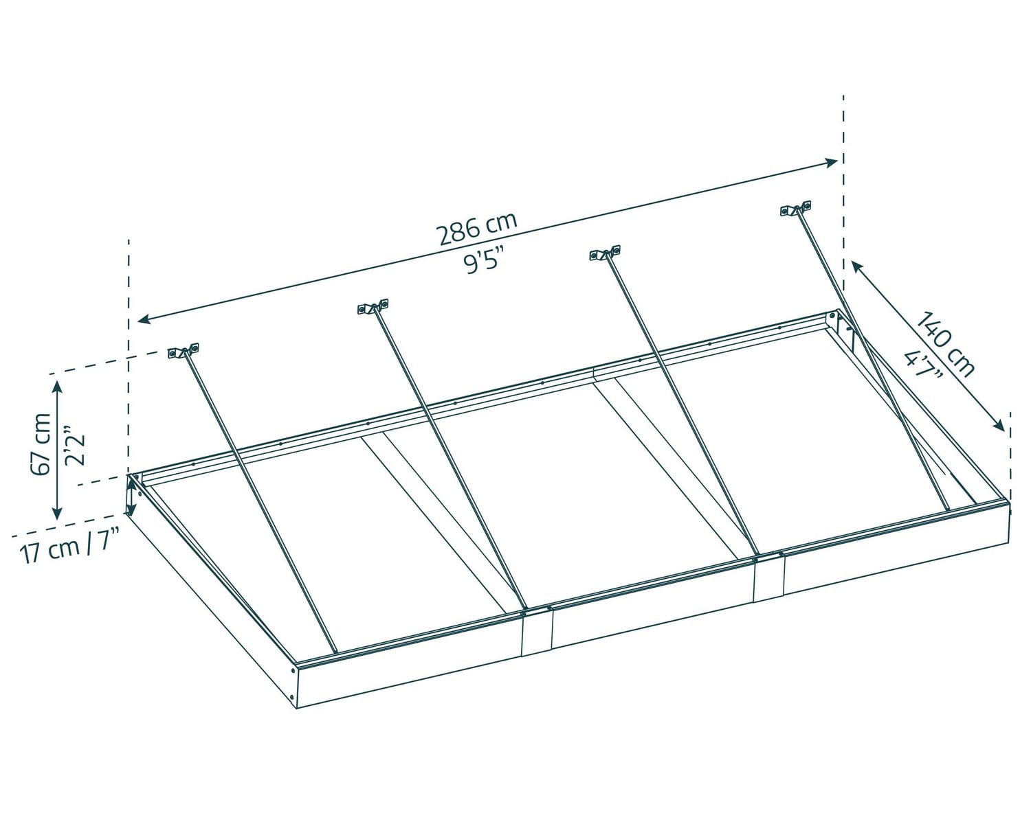 CANOPIA par PALRAM Ensemble d'auvent de porte Sophia XL de 5 pi x 10 pi - Structure grise et panneaux transparents