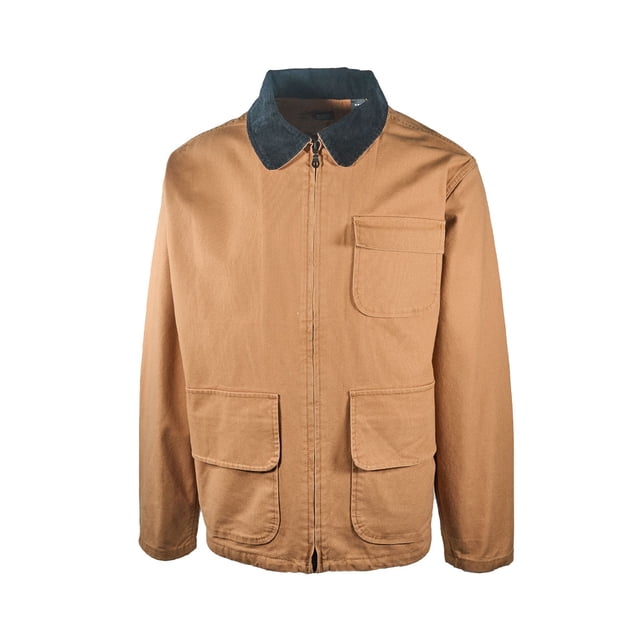Levi’s Men’s Almond - Beige Jacket Skate Hunters (S01), a reinterpretation of the classic hunter's jacket, made from durable twill with a corduroy collar. This men's outerwear features a modern, relaxed fit, zip closure, and multiple front pockets. Fabric blend includes 71% cotton, 28% Cordura nylon, and 1% elastane.