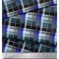 thumbnail image 2 of Soimoi BluePolyester Georgette Fabric Check Check Printed Fabric 1 Yard 42 Inch Wide, 2 of 4