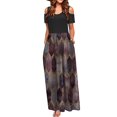 thumbnail image 2 of Robes d'Été pour Femmes 2022 Robe Décontractée Élégante pour Femmes à Épaules Dénudées avec Poches, Imprimé Floral, Maxi à Manches Courtes, 2 of 5
