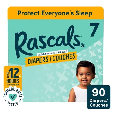 Couches Rascals Premium, Taille 7, 90 unités