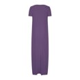 thumbnail image 4 of Annhoo Robes d'Été Grande Taille pour Femmes Col Rond Manches Courtes Robe Maxi Décontractée Ample Couleur Unie Longue Robe, 4 of 5