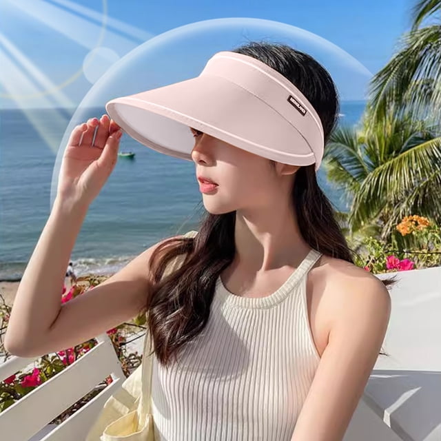 Sun Hat Sun Protection Sunshade Outdoor Travel Riding Beach Empty Sun Hat , Can Adjustment Fit Visor,With Sweatband