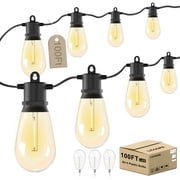 Licoopr 100FT Outdoor String Lights shatterproof Patio Lights,30+3 Edison LED Bulbs for Backyard,Garden,Porch