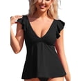 thumbnail image 1 of Charmo Ruffled V Neck Swim Tops for Womens Flowy Tankini Tops Padded Bathing Suit Tops(No Bottoms）, 1 of 6