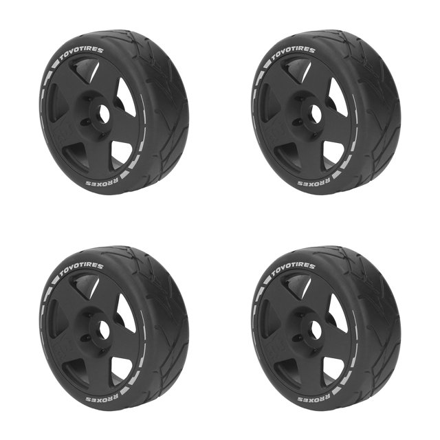 4 Pcs Pneu, Roues RC 1/8 GT Adhérence Forte Pneus de Course sur Route Usure sur Roues de Route avec Adaptateur 17 mm