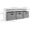 thumbnail image 3 of HOMCOM Shoe Bench with Cushion Seat, 3 Fabric Drawers for Entryway Hallway, 3 of 10