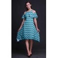 thumbnail image 2 of Bimba Robe à Volants Imprimée Géométrique Bleue pour Femmes Épaules Dénudées - Moyen, 2 of 6