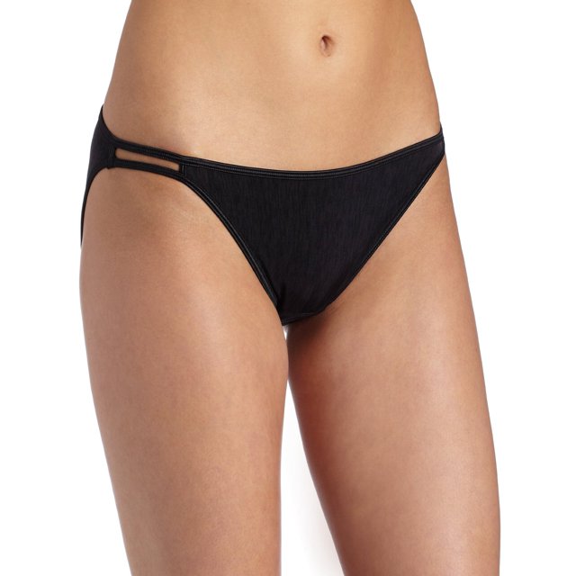 Vanity Fair Womens Body Shine Illumination String Bikini, 8, NH Midnight Black