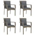 thumbnail image 2 of vidaXL 5 Piece Garden Dining Set with Cushions Black and Grey Poly Rattan, 2 of 5