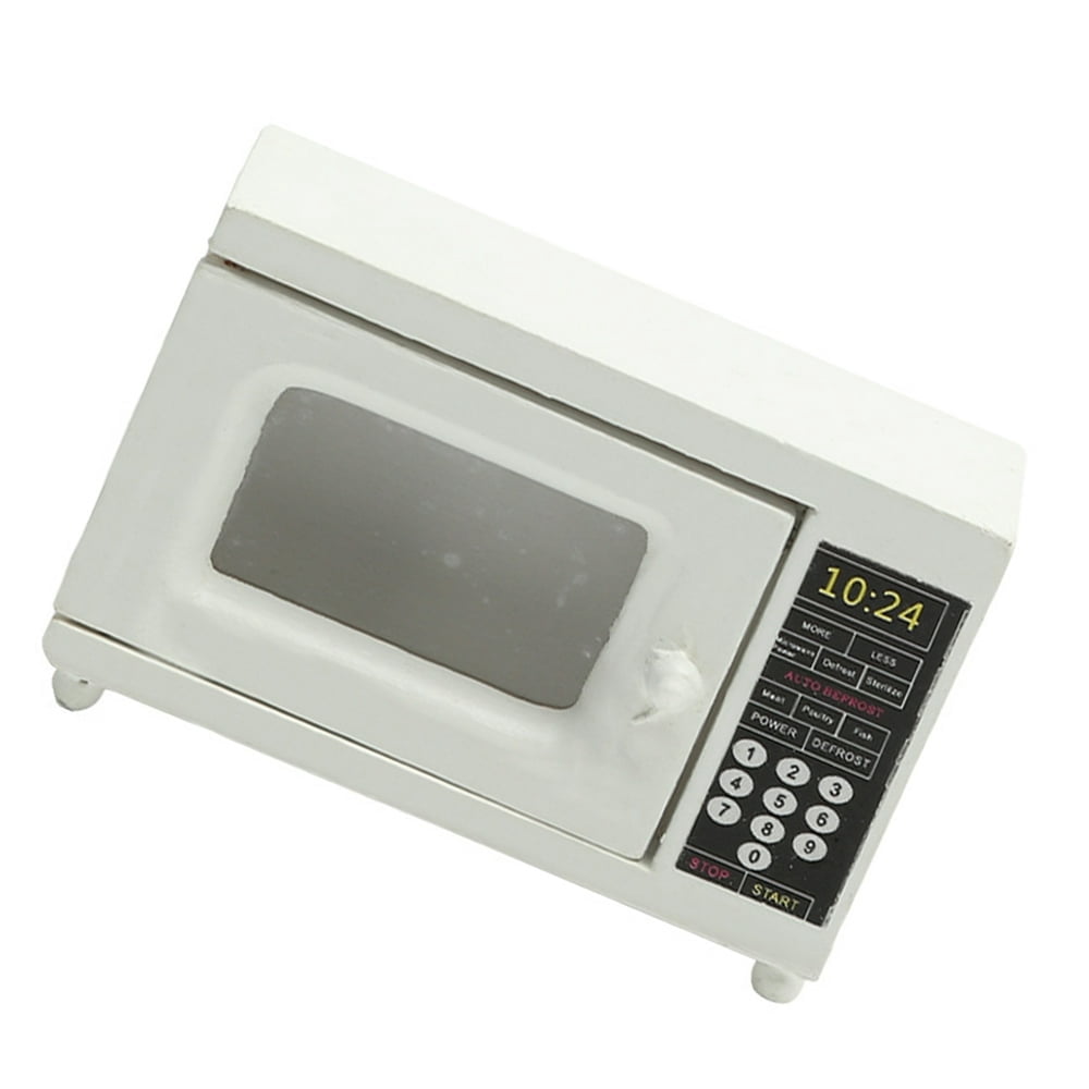 Microwave Oven Model Mini Decor Retro Accessories White Wooden