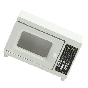 QUTETN Microwave Oven Model Mini Decor Retro Accessories White Wooden