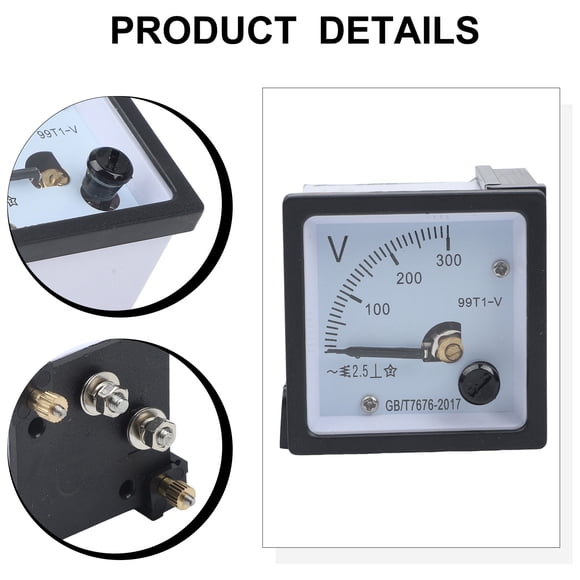 Panel Meter Analog Panel Ammeter 4.8*4.8cm 99T1-A AC250V/300V/450V Direct-Acting