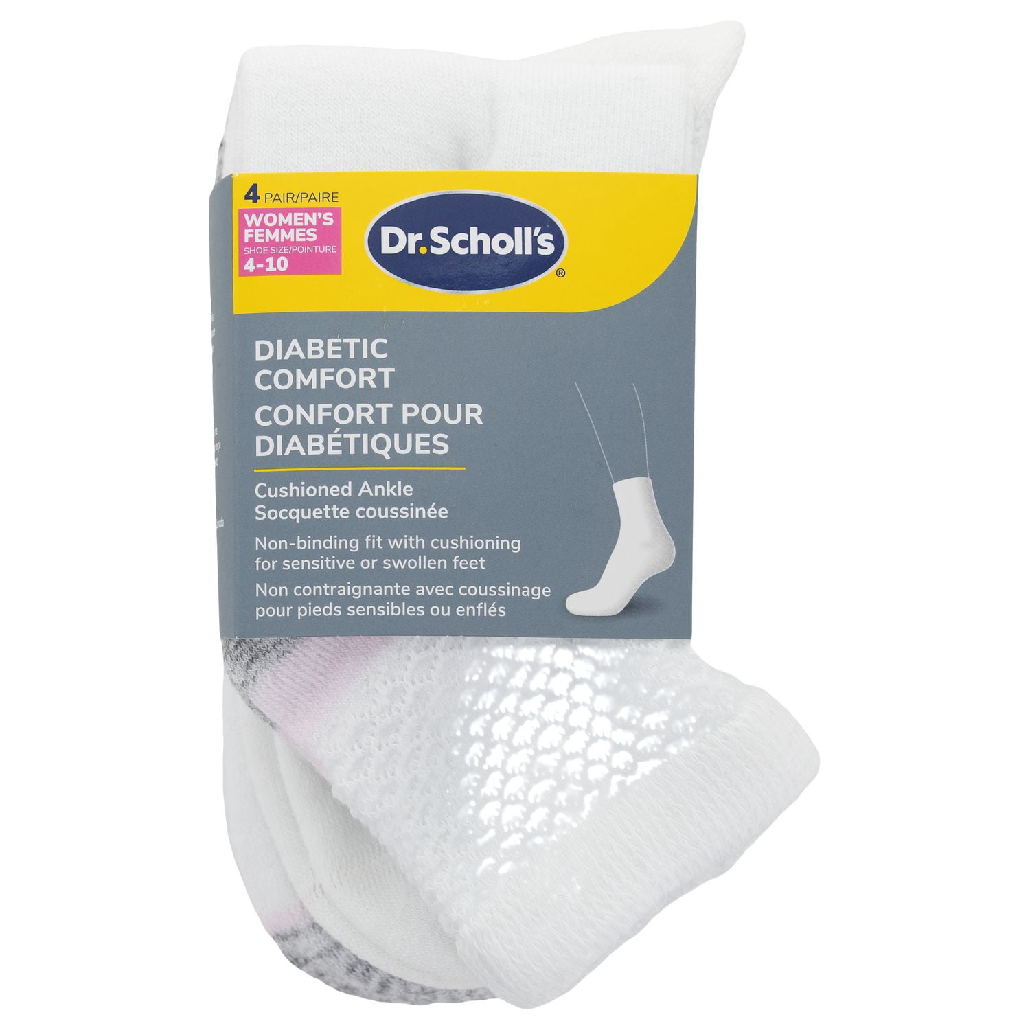 Socquette pour diabetiques et circulation de Dr. Scholl's pour dames - 4 paires