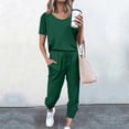 thumbnail image 2 of Yuyuzo Womens Workout Sets 2 Piece Short Sleeve Crew Neck T-Shirts Drawstring Jogger Pants with Pockets, 2 of 5