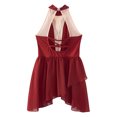 thumbnail image 4 of RUNQHUI Kids Girls Lyrical Dance Dress Shiny Rhinestone Halter Sleeveless Backless Leotards Dress Burgundy 12, 4 of 5