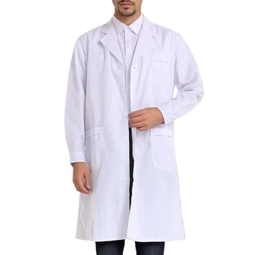 DuoJiaJ Long Sleeve Lab Coat For Doctors Students And Food Industry Workers Unisex White Lab Coat Jacket
