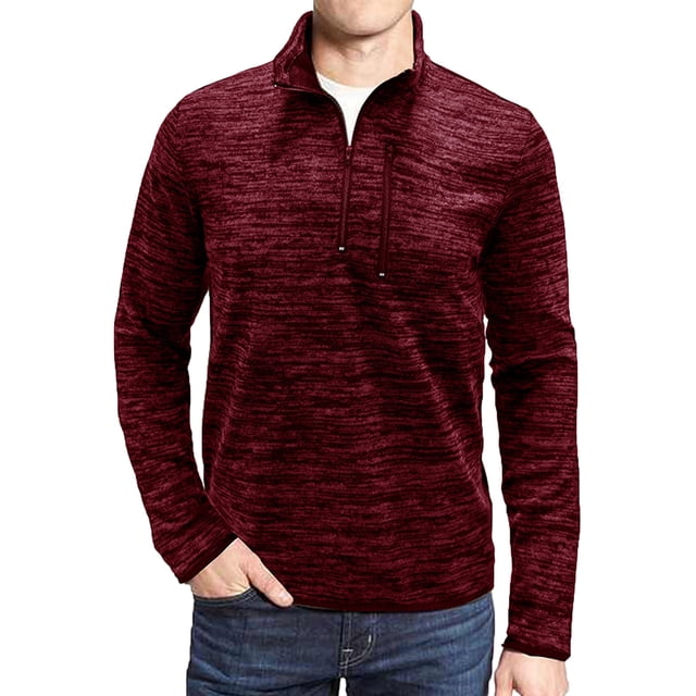 KIHOUT Chandails Molletonnés de Printemps et d'Hiver pour Hommes, Chandails Molletonnés Unis à Col Roulé à Fermeture Éclair à Manches Longues pour l'Extérieur, Hauts de Base T-, Taille P-2TG