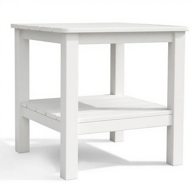 Table Adirondack Table d'Appoint d'Extérieur 18 Pouces à Deux Niveaux Carrée Table de Bout avec Étagère de Rangement Gain de Place