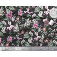 thumbnail image 3 of Soimoi Pink Polyester Crepe Fabric Bird,Leaves & Orchids Flower Decor Fabric Printed BTY 42 Inch Wide, 3 of 3