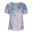 thumbnail image 4 of DPTALR T-shirt Imprimé Ample pour Femmes Boutons Manches Courtes Blouse Col Rond Hauts Décontractés, 4 of 6