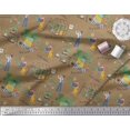thumbnail image 2 of Soimoi Polyester Crepe Fabric Tropical Leaves,Leopard & Girl Scene Printed Craft Fabric by The Yard 52 Inch Wide, 2 of 3
