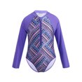 thumbnail image 1 of YONGHS Kids Girls Long Sleeve One Piece Swimsuits Zipper Rash Guard Swimwear UV Protection Bathing Suit Purple 8, 1 of 7