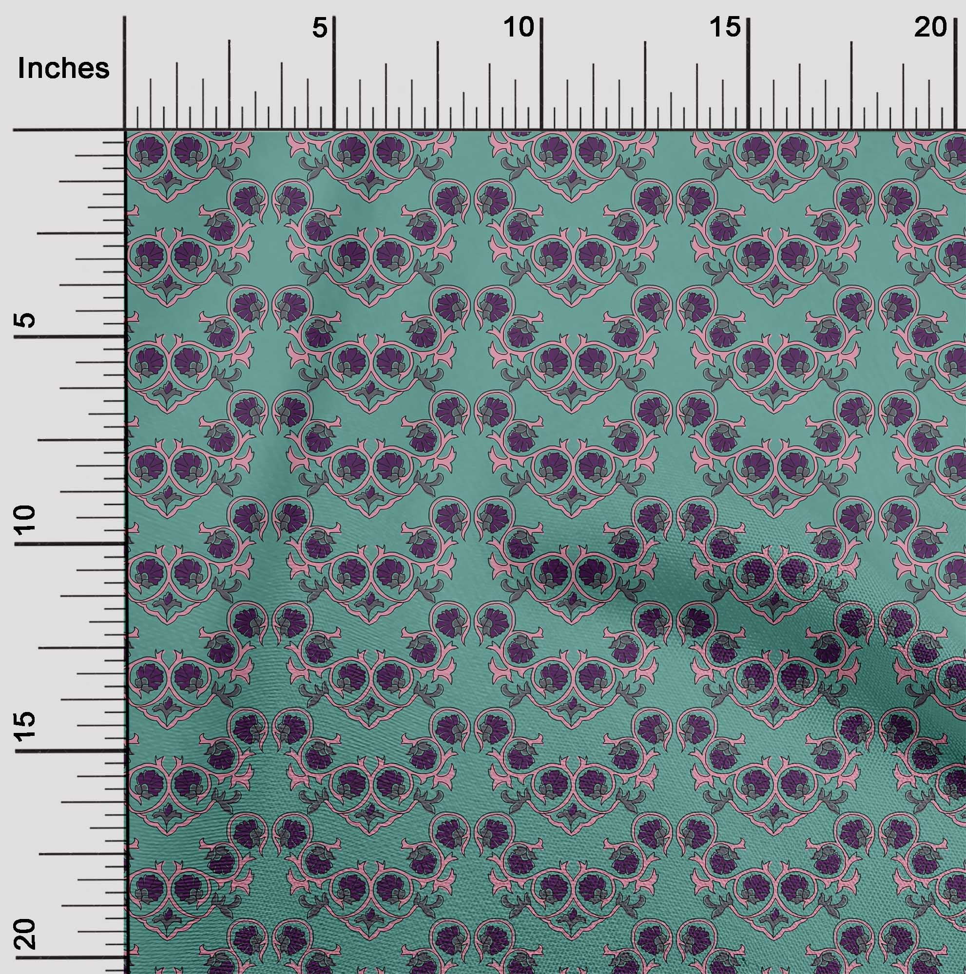 oneOone Viscose Chiffon Fabric Floral Block Print Fabric By The Yard 42 Inch Wide